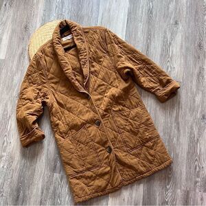 Free people happy day dreamer jacket brown quilted long line women’s size xs
